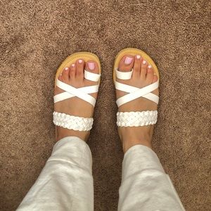 White & Pale Green Sandals from Mexico